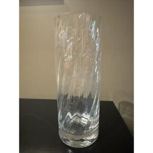 Vintage Lenox Clear Crystal Optic Swirl Cylinder Vase 9" Tall ,3.5'' Dia. Signed